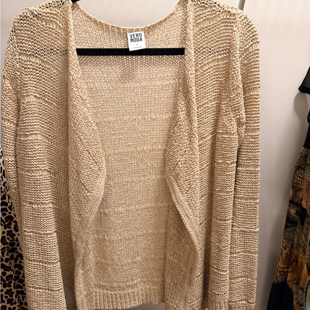 Vero Moda Women's Tan Open-Front Cardigan